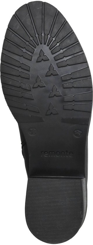Zool van een zwarte laars met 'remonte' logo en profiel. Maat 38.