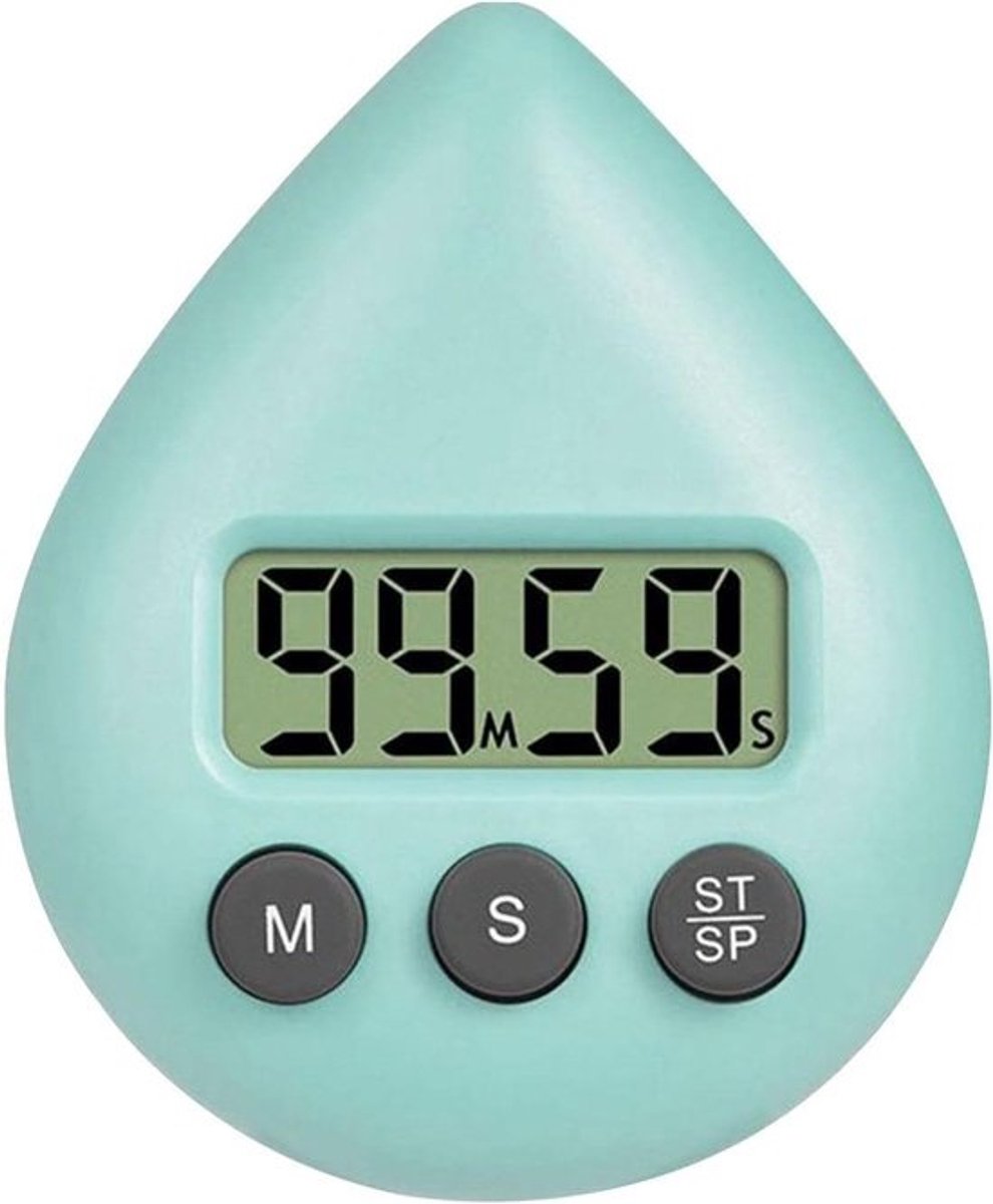 Digitale Douche Timer - Waterdichte Keuken Timer - Tijdsbeheer Activiteiten - Luid Alarm Hoorbaar - Compact 8x6.5x2.5cm - Cyaan Blauw