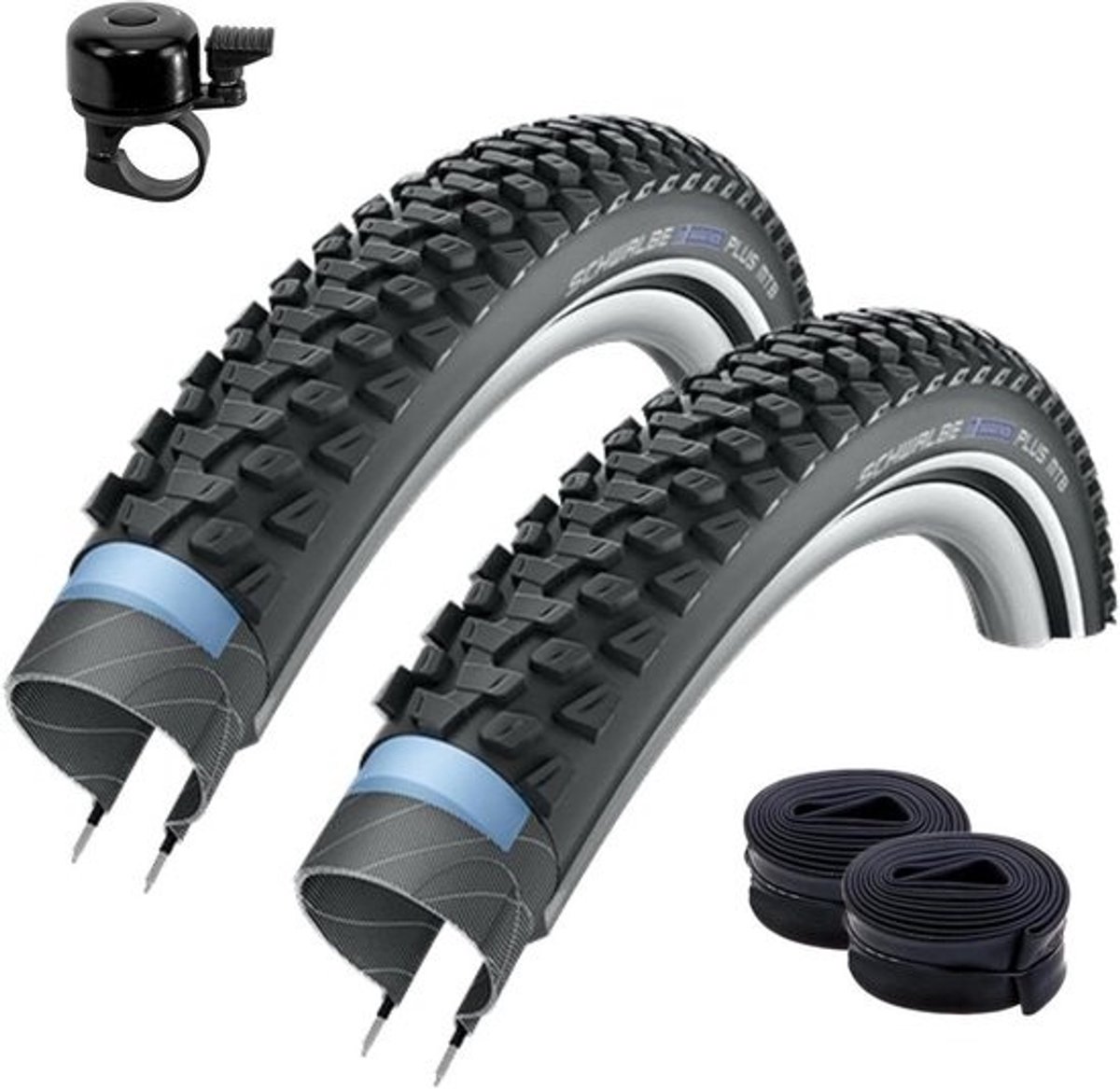 2x Sterke Mountainbike Banden 26 x 2.10 + Binnenbanden en Fietsbel