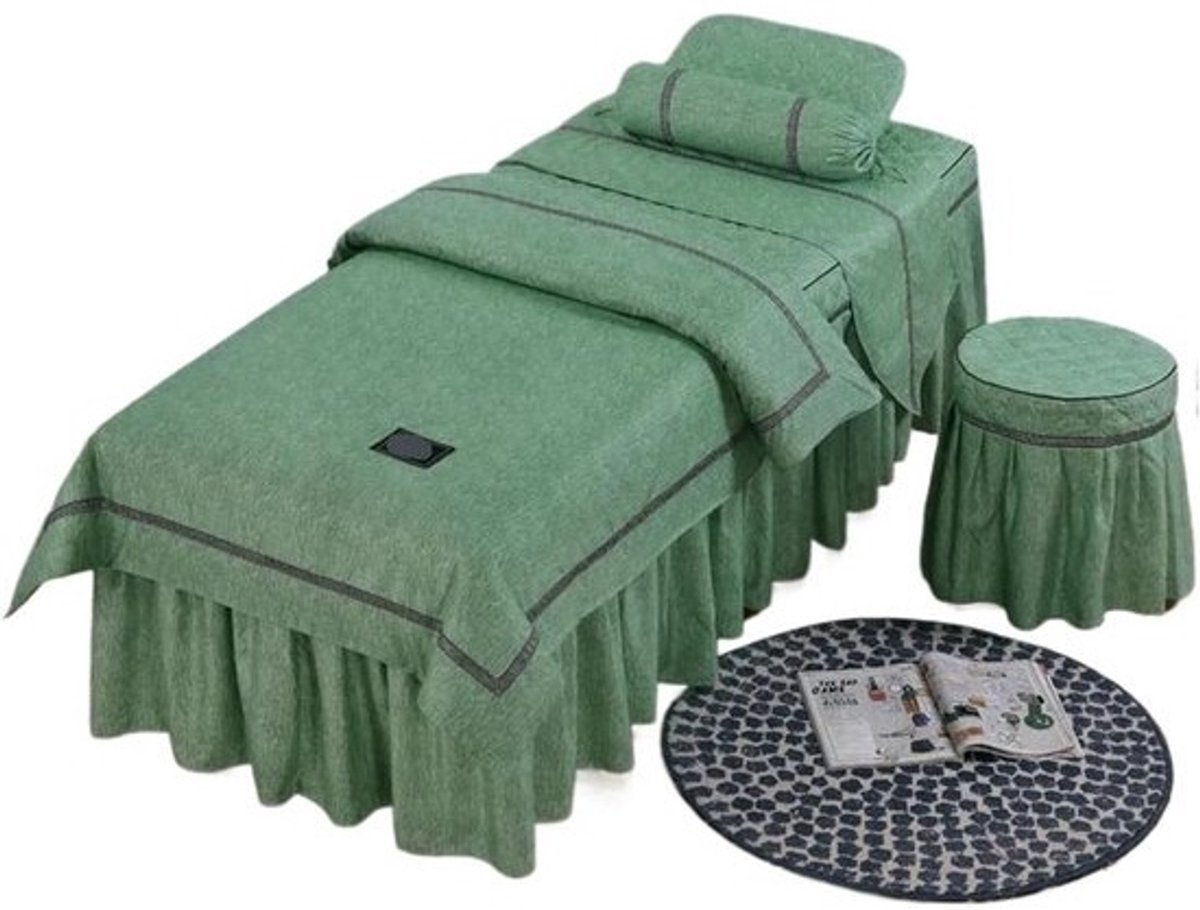 Salon Beddengoed Set - 4 Delig Lakenpakket - Schoonheidssalon Inrichting - Zacht Huidvriendelijk Materiaal - 70x180cm Plat Bed - Rood