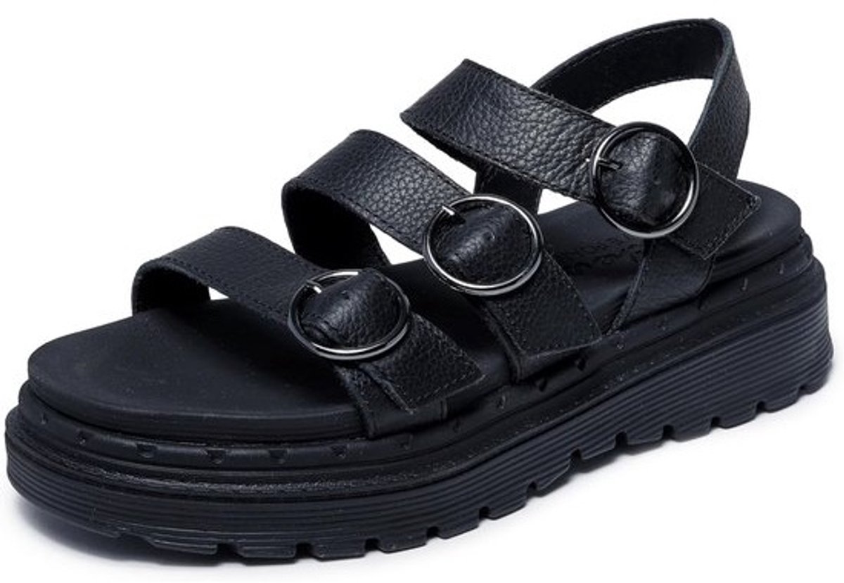 Dames Sandalen - Platform Slippers - Zomerse Wandelingen - Comfortabele Luxe Foam - Wit Zwart