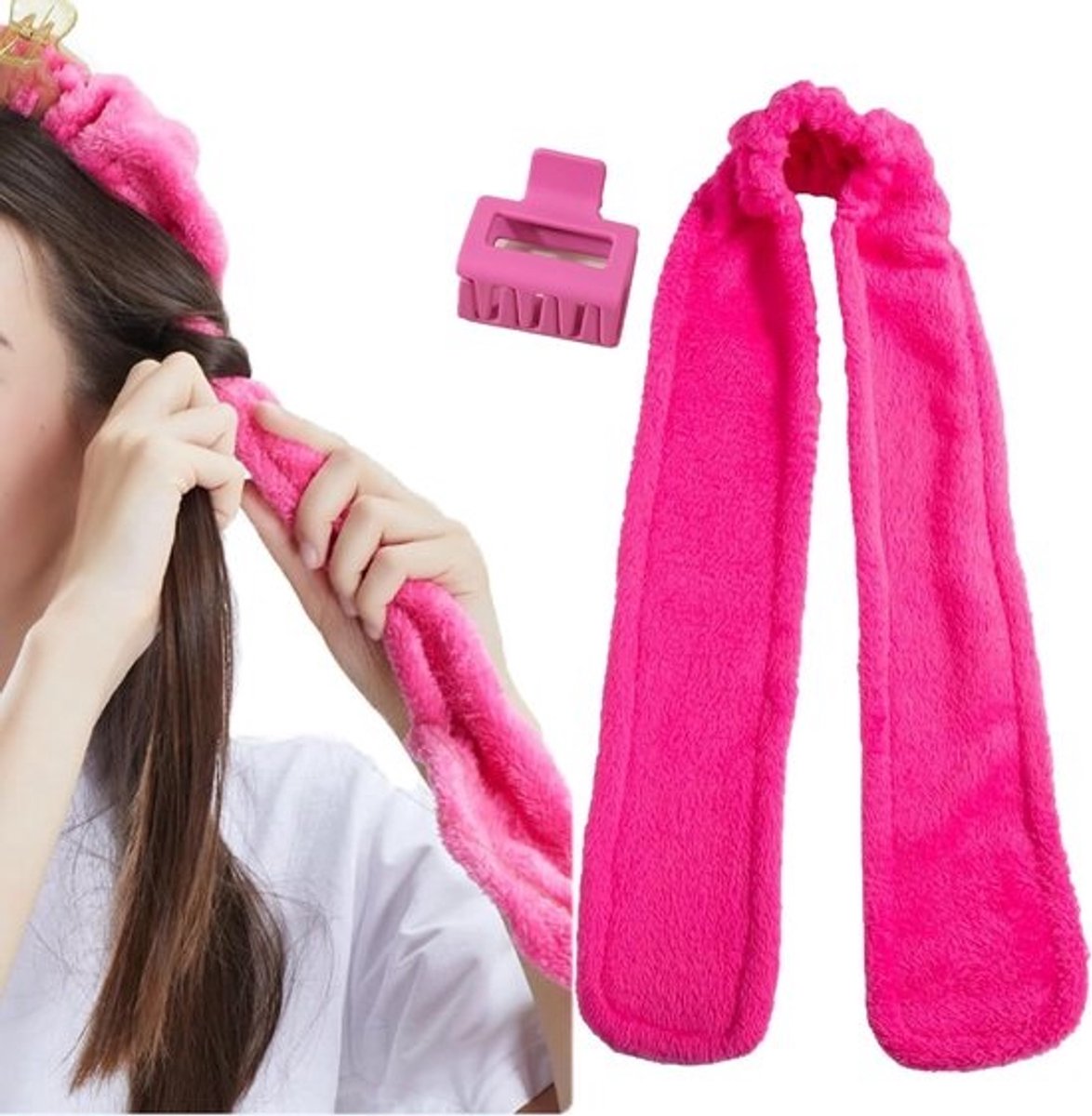 Krulspelden voor haar - Zachte krulers - Krullen zonder hitte - Comfortabel slapen - Voor halflang haar - Roze