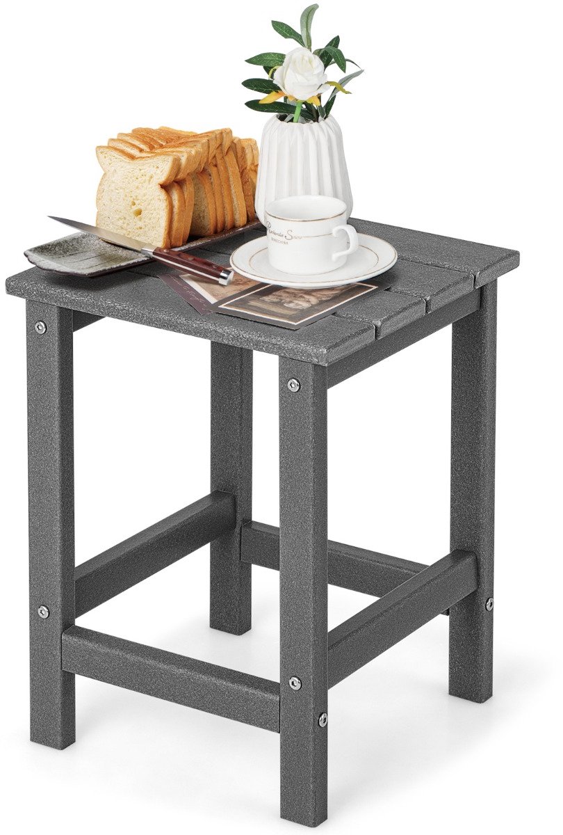 SureDeal® - Bijzettafel - Buitentafel Weerbestendige HDPE - Terras Veranda Tuin - Montage - 36x36x47 cm - Grijs
