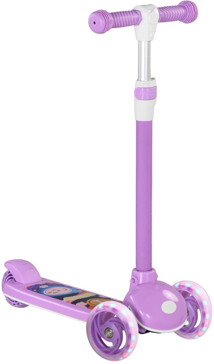 ECTEATOY® Kinderstep - met 3 Wielen en LED-Verlichting - Verstelbaar Stuur - voor kinderen 3-6 Jaar - Paars