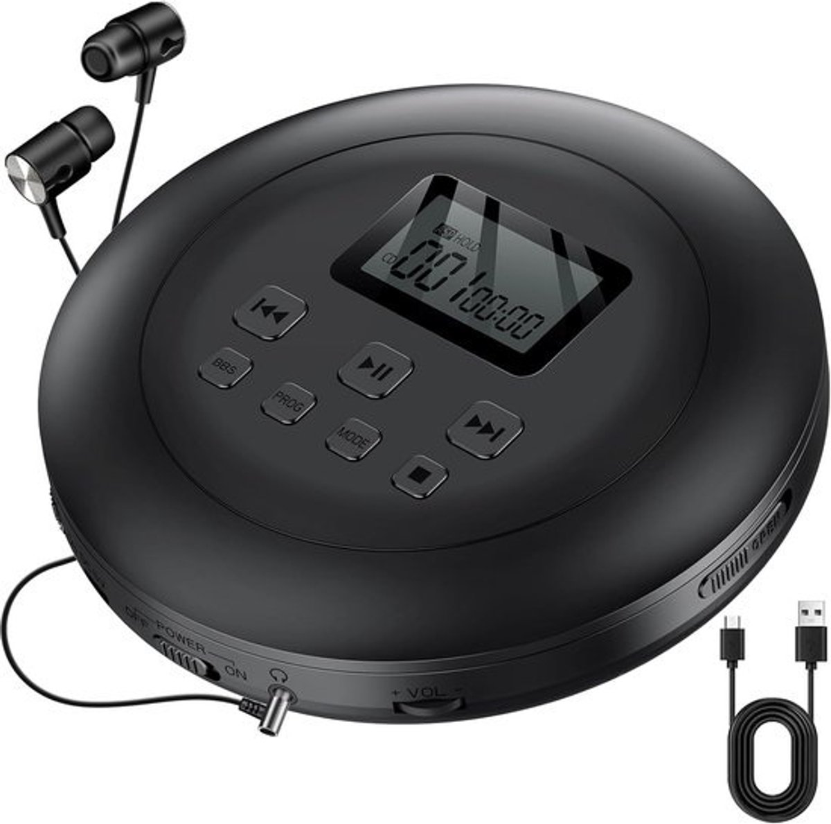 Draagbare cd-speler - Muziekspeler Discman - Muziek luisteren - Hifi geluid met ASP - Compact formaat - Zwart
