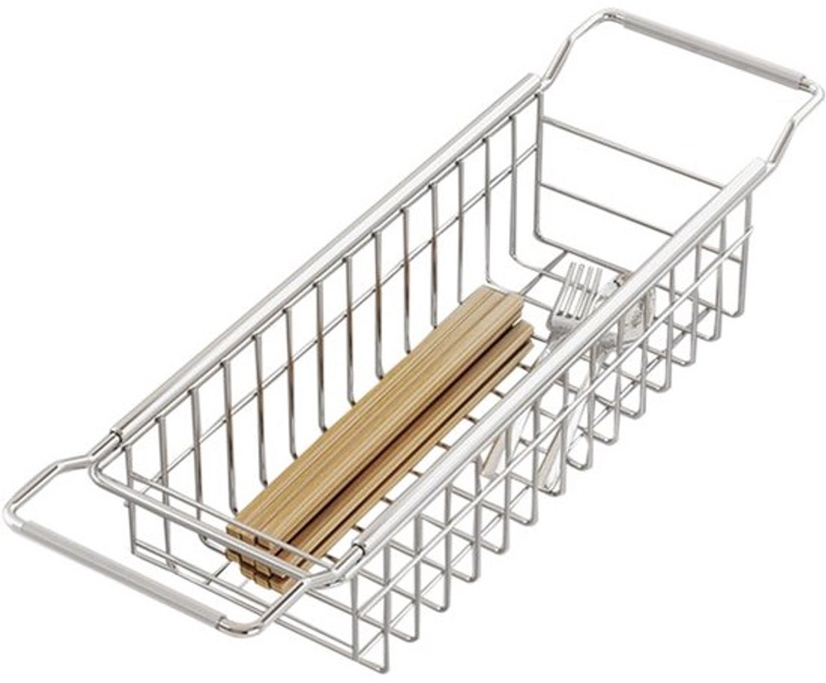 Spoelbak Organizer - Afdruiprek Keuken - Keuken Opbergen - Telescopisch Ontwerp - 40-65cm Uitschuifbaar - Zilver