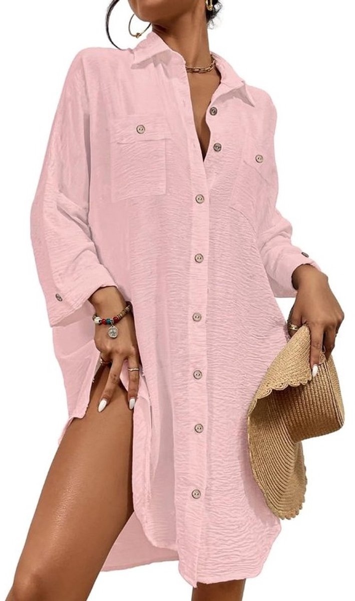 Dames Kimono Strandjurk Open Voorkant met Franjes - Ideaal als Badpak Cover-up