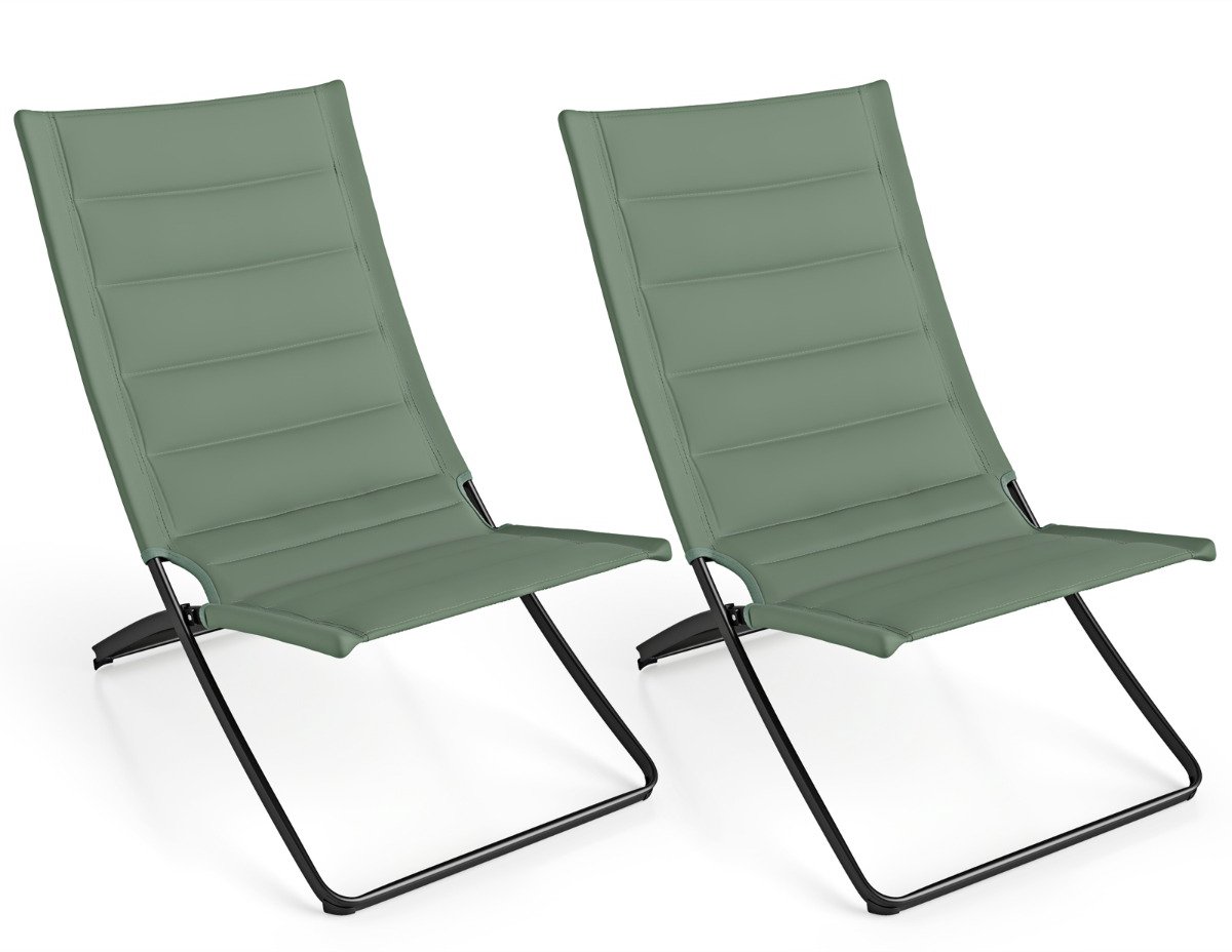 SureDeal® - Ligbed - Opvouwbare Strandstoelen Opvouwbare - Beklede Rugleuningen - Zittingen - 90x57x87 cm - Zwart