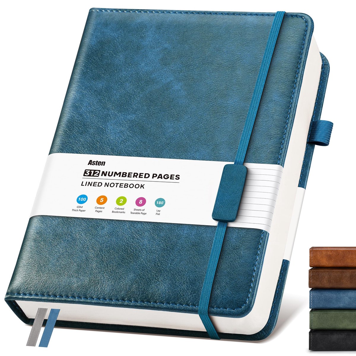 Asten Leather Journal College Ruled Notebook: 312 Numbered Pages & Content 100GSM Thick Paper Journaling Notebooks for - ShopVlot