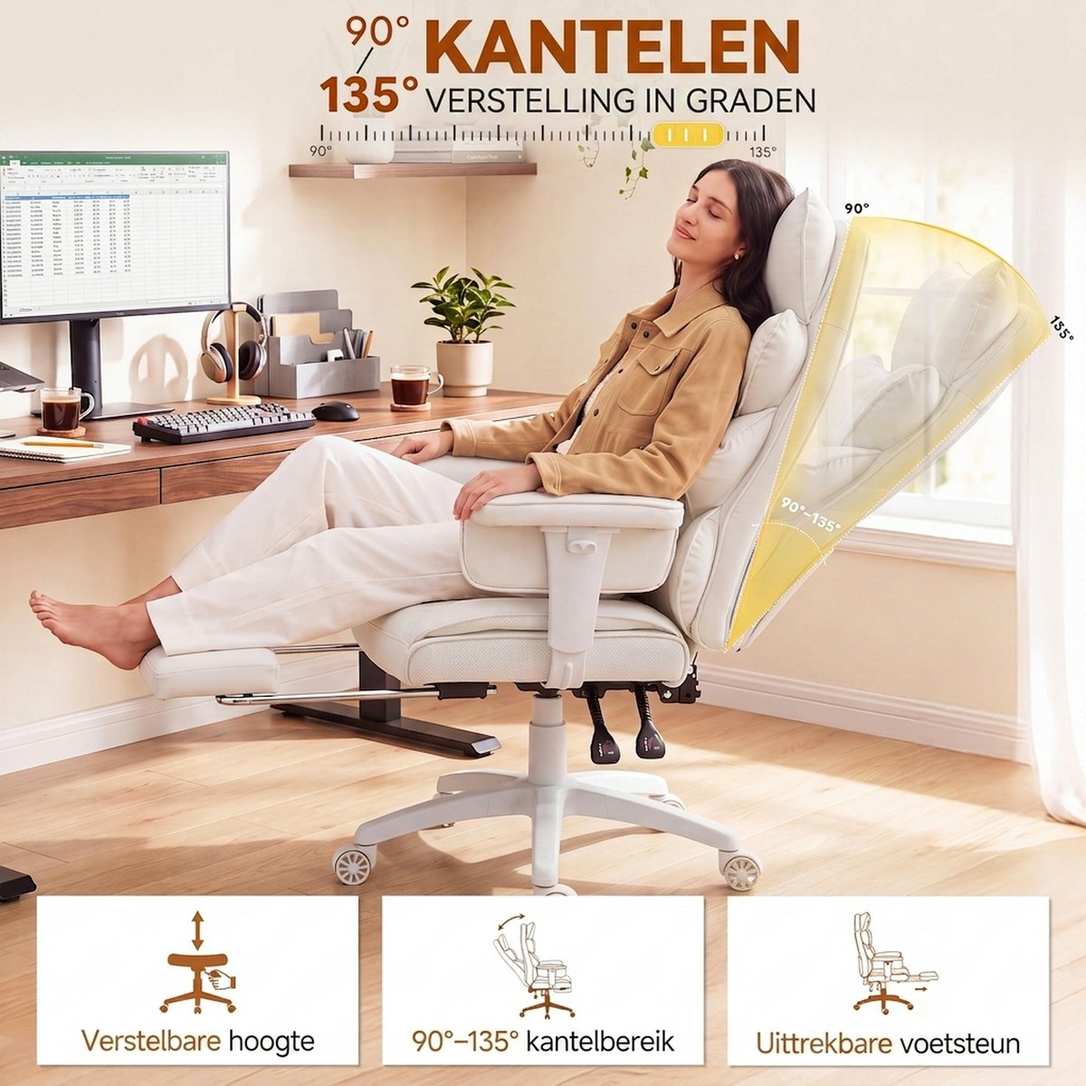 Dowinx Ergonomische Gamingstoel met Pocketvering Zitkussen - afbeelding 2