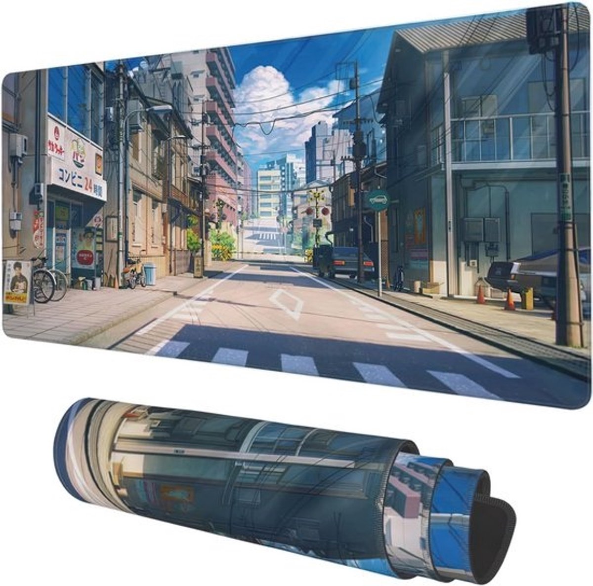 Extra Grote Bureaumat Gaming XL - Antislip Desk Pad Anime Zomer Straatlandschap - 90x40 cm