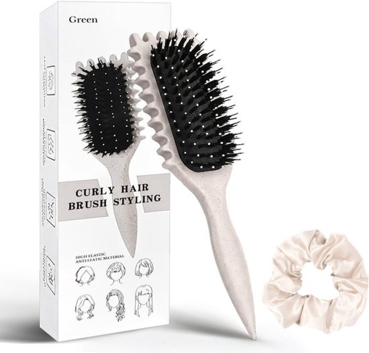 Krulborstel voor Definitie en Styling - Inclusief Haarelastiek