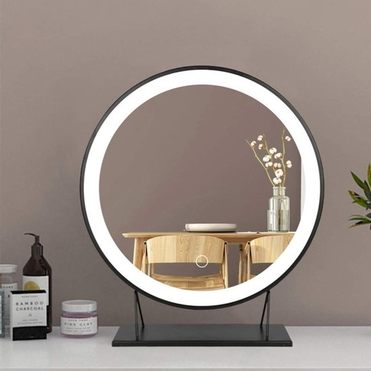 Ronde LED Make-up Spiegel met Verlichting en Metalen Frame