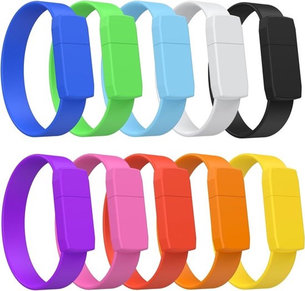 Set van 10 Kleurrijke Armband USB Sticks 4GB USB 2.0 Geheugenstick