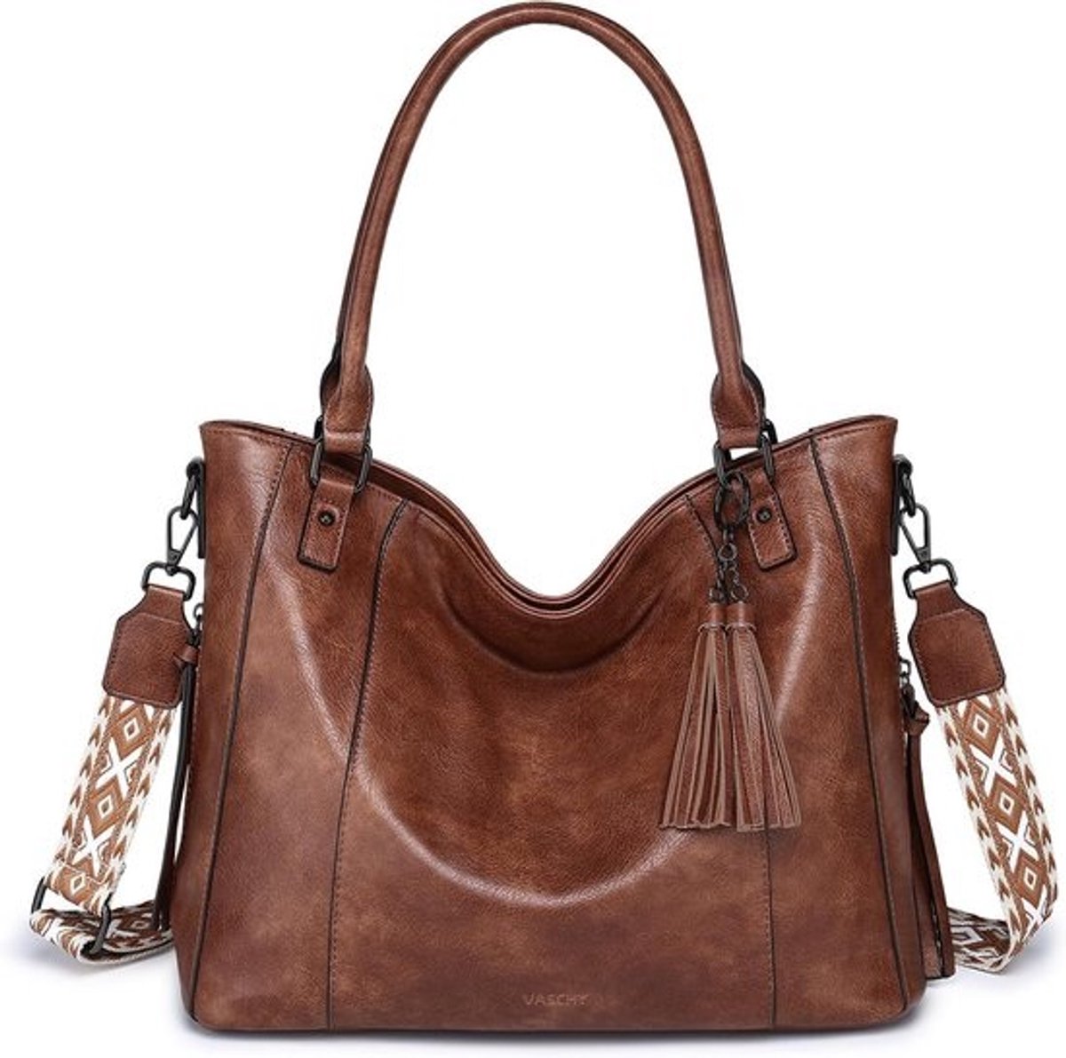 Grote Leren Schoudertas Dames Shopper Handtas voor Werk Universiteit en Sport