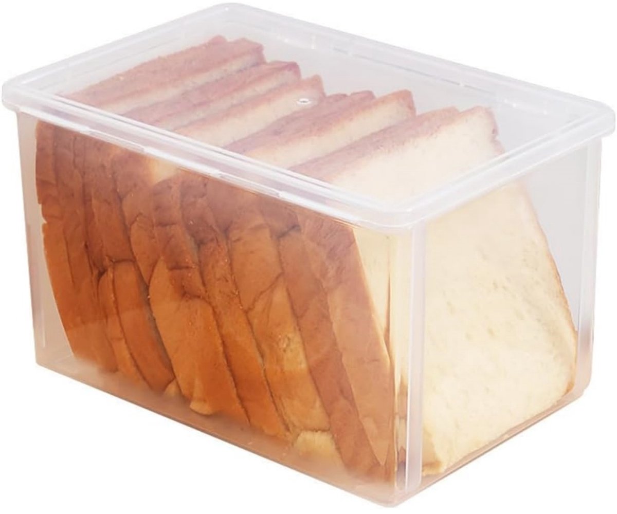 longziming - Broodbewaarbox - Brooddoos - Opbergcontainer - Luchtdichte Afsluiting - Transparant Ontwerp - Voedselveilige Kunststof - Veelzijdig Gebruik - Ruimtebesparend - 1 Stuk