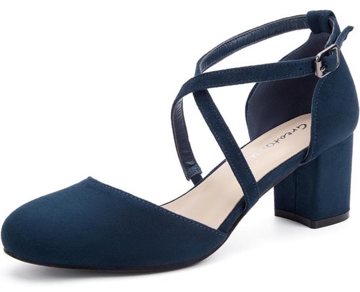 Elegante Damespumps met Enkelriem en Blokhak voor Bruiloften en Feestjes