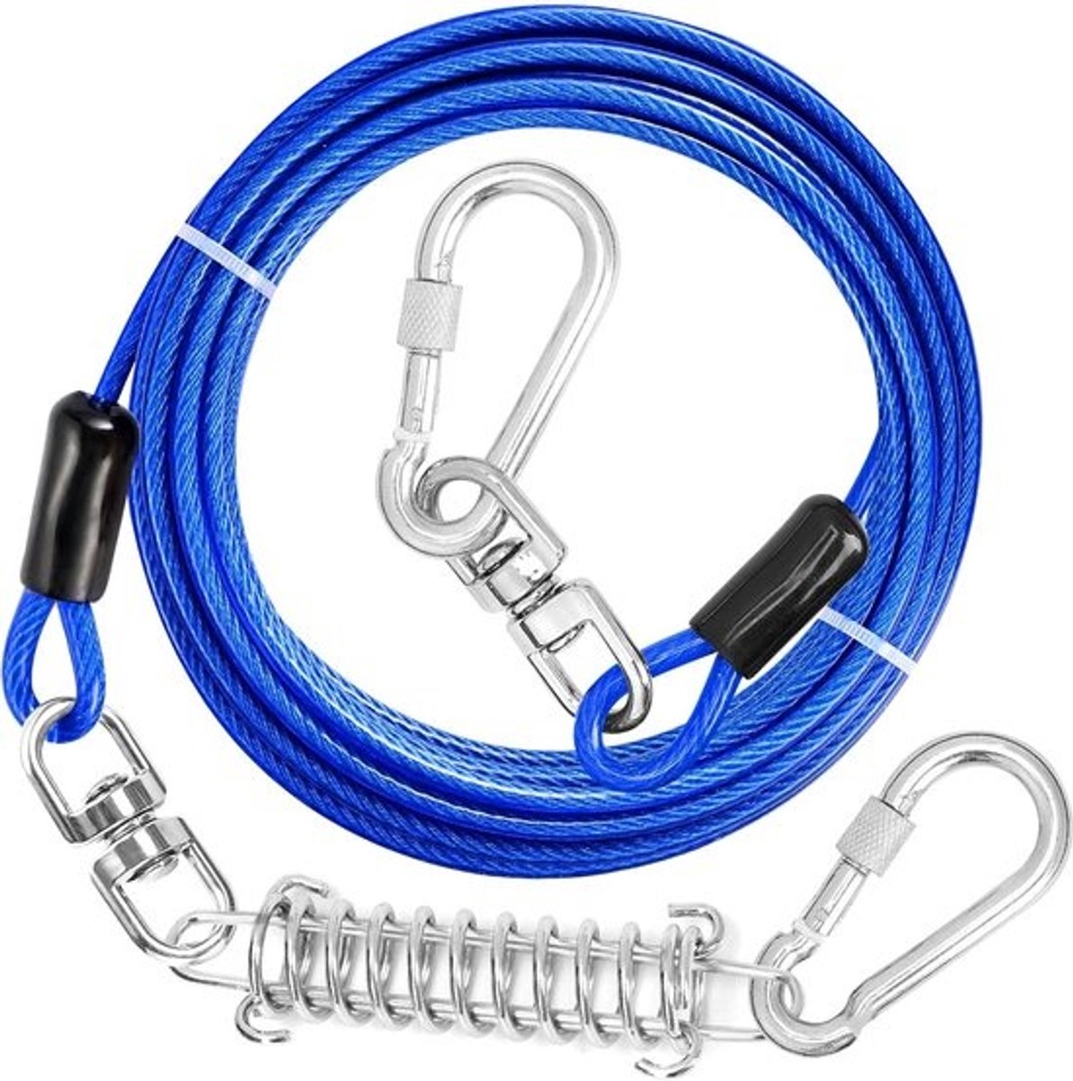 Hondenuitbindkabel 30 FT - Draaibare Haak, Hondenriem voor Buiten en Camping, Roestbestendig voor Kleine en Middelgrote Honden
