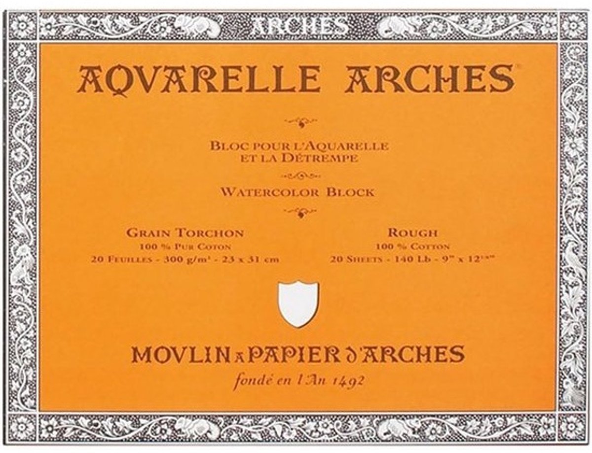 Arches Aquarelpapier Blok - 23 x 31 cm - Natuurlijk Wit