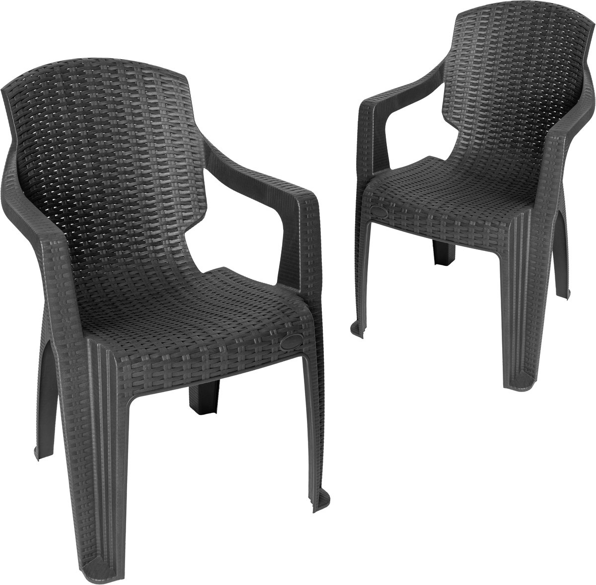 Garronda 2 Tuinstoelen Stapelbaar met Rotanlook GD-0254 Antraciet