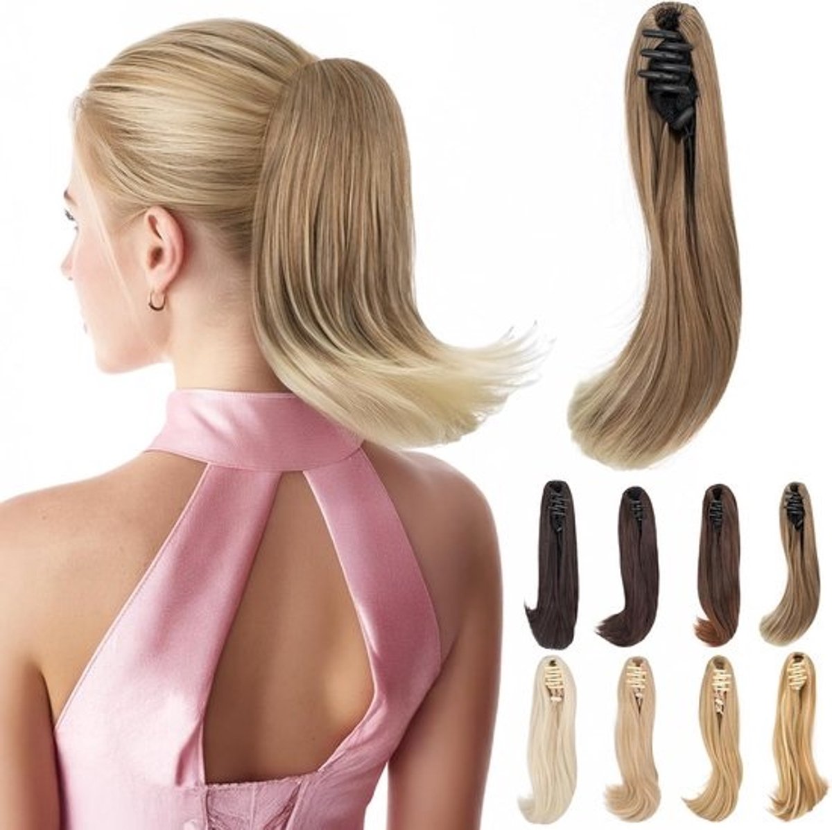 Clip-in Paardenstaart Vlecht Haarverlenging 30cm - Direct Volume en Lengte in Lichtbruin/Blond