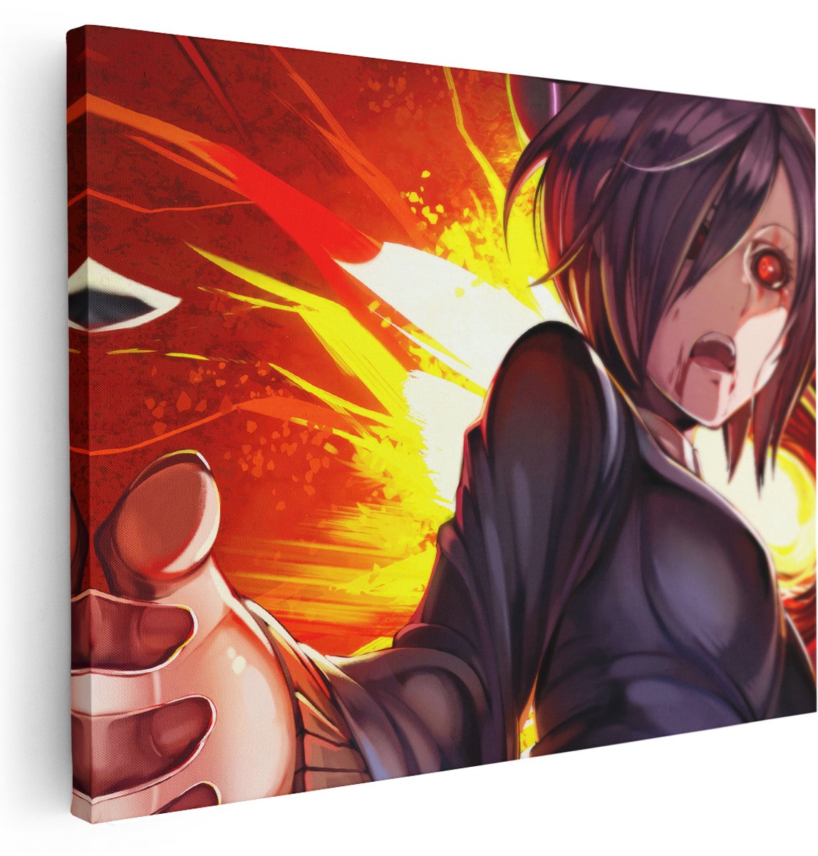 Artaza Canvas Schilderij Tokyo Ghoul - 160x120 cm - Groot - Wanddecoratie Anime - Muurdecoratie Japan - Decoratie Slaapkamer - Kamer Accessoires Actie