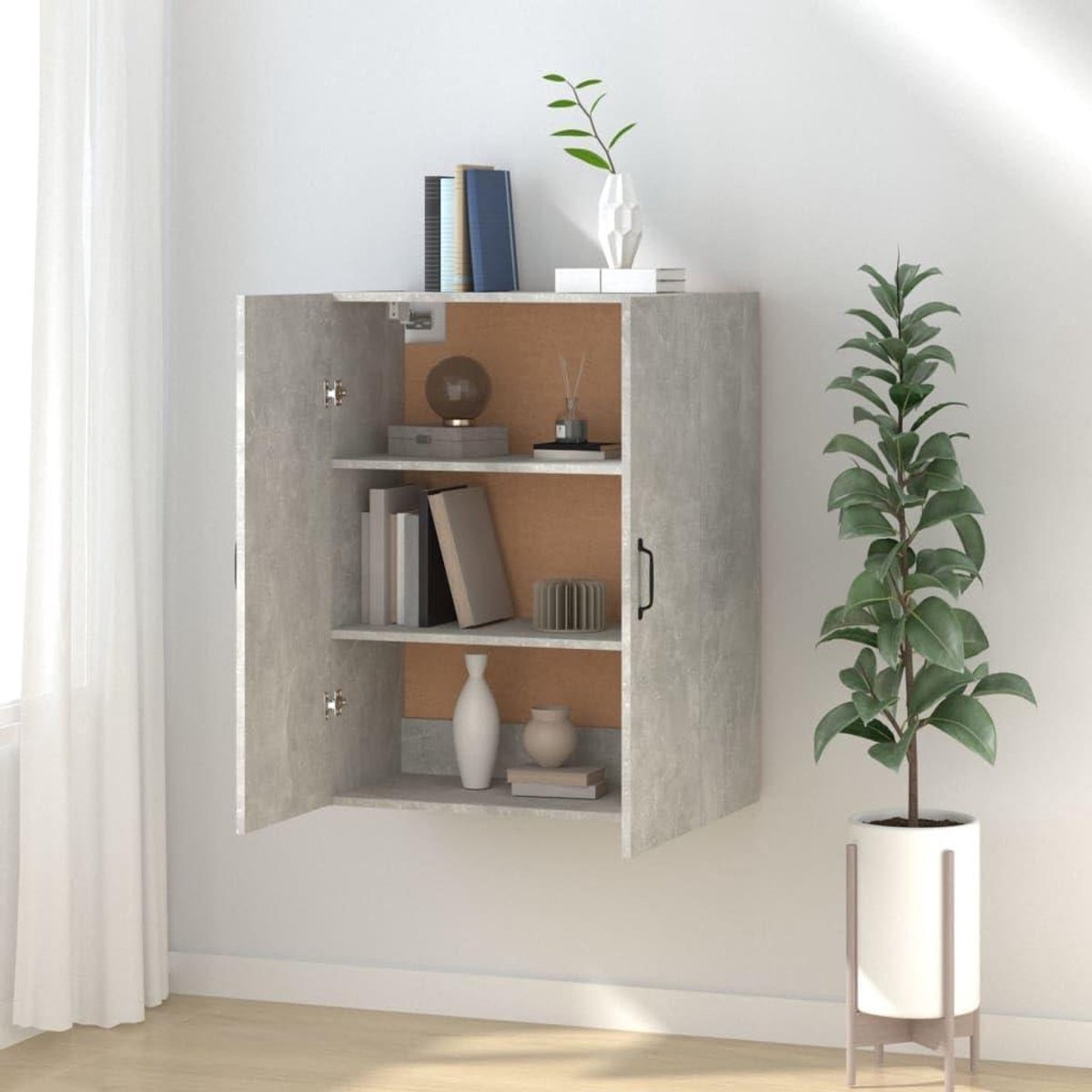 Hangkast - Wandkast - Keukenopbergruimte - Vochtbestendig - 695 x 34 x 90 cm - Betongrijs