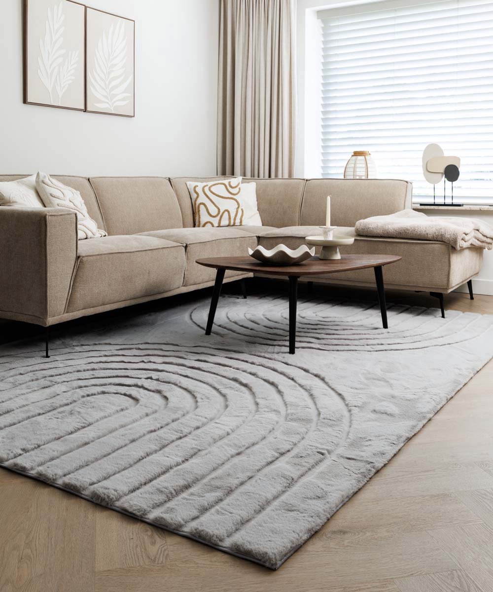 Tapeso Fluffy vloerkleed - Carvy lichtgrijs 200x290