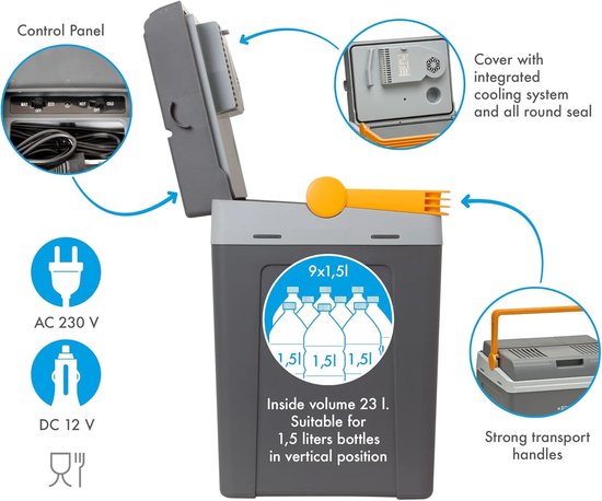 24 liter draagbare thermo-elektrische koelbox met koel- en warmhoudfunctie voor auto, boot en camping - 12 V en 230 V van Merkloos — afbeelding 3