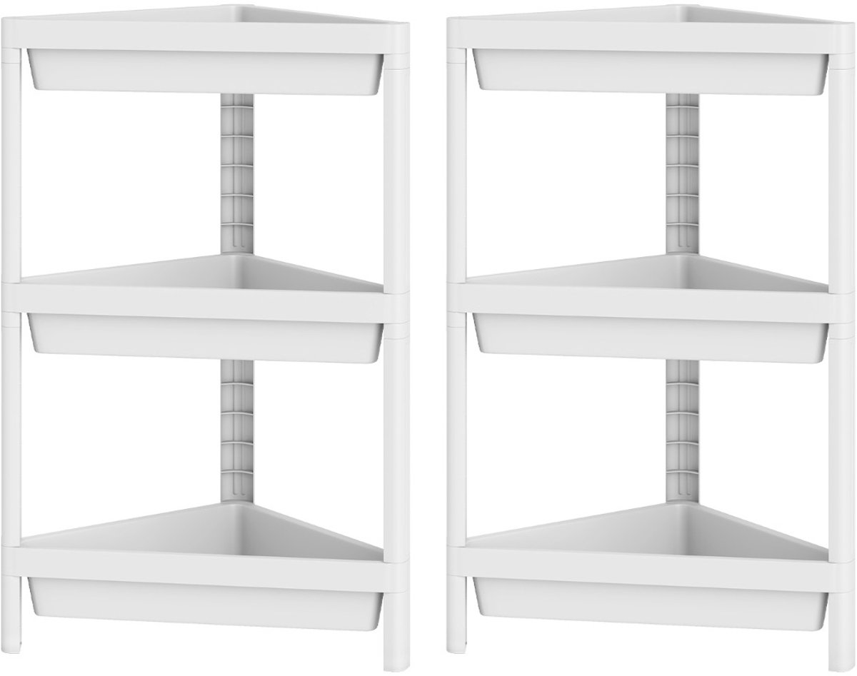 SureDeal® - Boekenkast - Laags Hoekrek Vrijstaand - Afneembaar Ontwerp - Afvoergaatjes Opbergorganizer - 25,4x44,45x67,5 cm - Wit