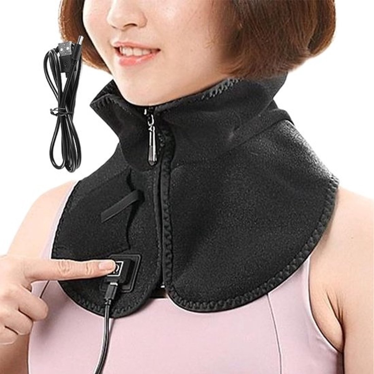 Elektrische Nekwarmer - Verwarmingskussen Nek - Spierontspanning Bevorderen - Drie Warmtestanden - 62.5 x 15.5 cm - Zwart