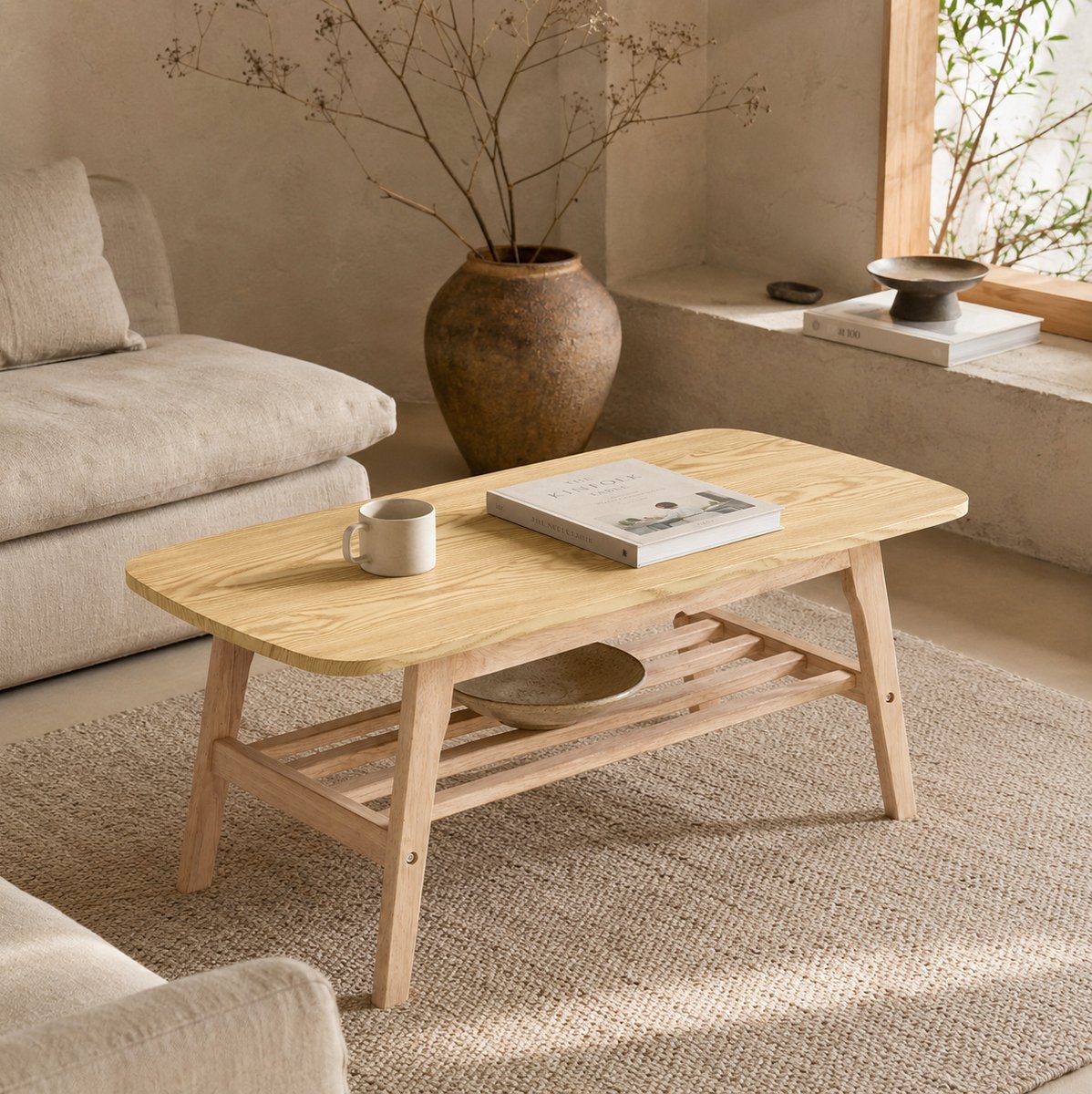 MODFU - Salontafel - Hout - Rechthoekig - Opbergplank - 100 Cm