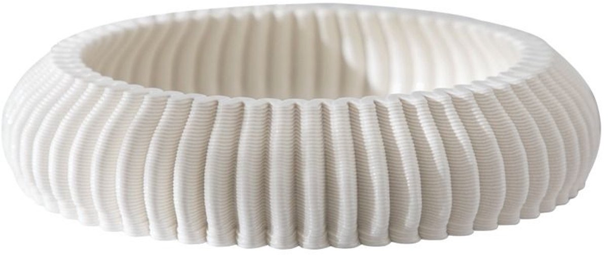 Fugurato Esta Schaal Wit - Keramiek met Geribbeld 3D-Reliëf - Ø20,5 x H4,5 cm