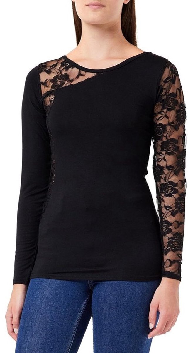 Gothic Elegance - Lange Mouwen Zwart Lace Top voor Dames