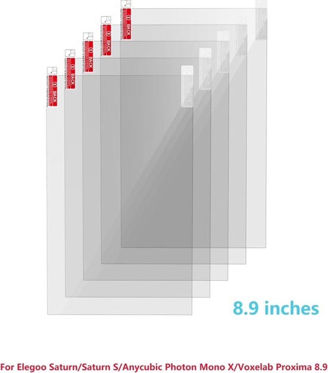 5-Delige Scherm Beschermer voor 3D Printers - 8,9 inch LCD Resin Bescherming