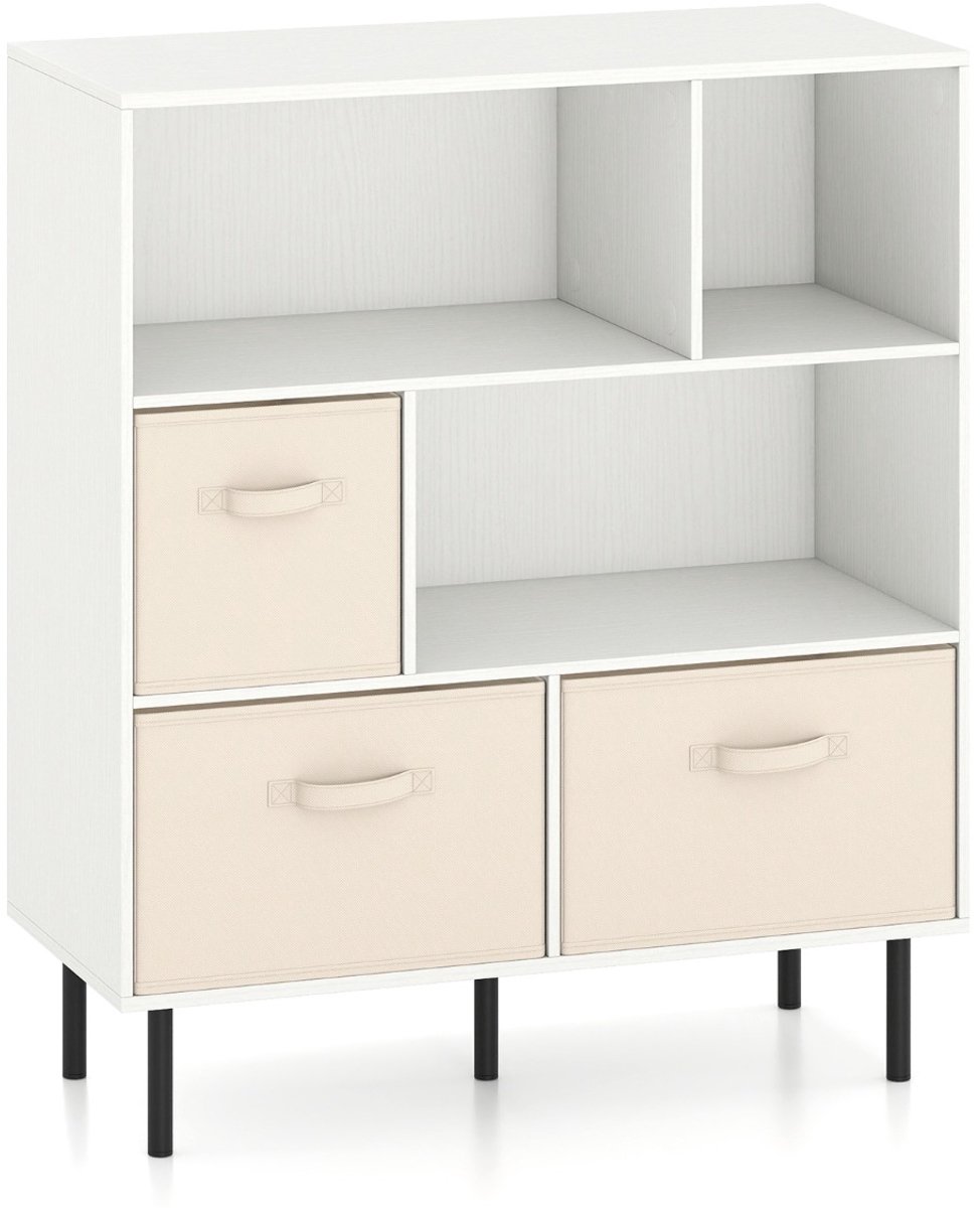 SureDeal® - Boekenkast - Drie Verdiepingen Tellende - Zes Compartimenten - 90x40x105 cm - Wit