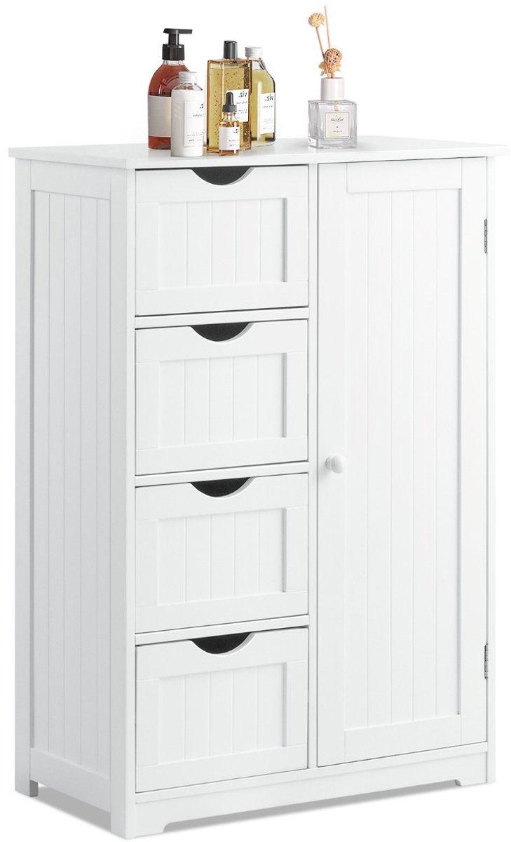 SureDeal® - Ladekast - Kast - Lades Houten Vrijstaande - Verstelbare Plank Standen - 56x30x82 cm - Wit