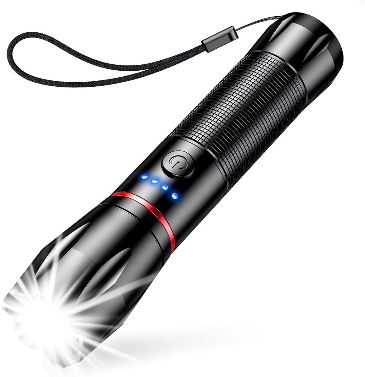 TYR® Zaklamp LED - Voor Kamperen, Wandelen, Noodgevallen, Klussen - Oplaadbaar - Zwart - 146cm x 32cm x 30cm