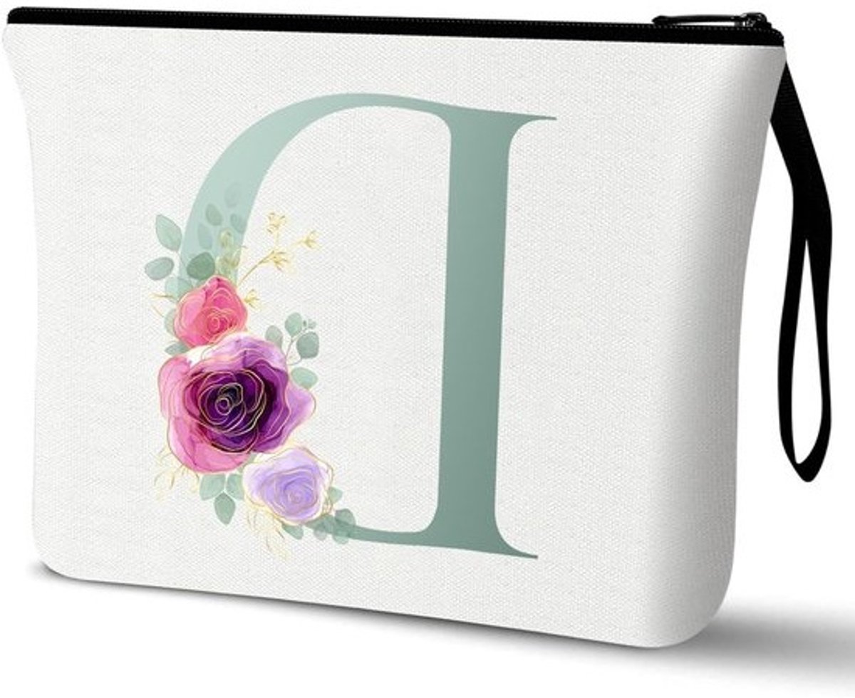 SnelShoppen - Gepersonaliseerde Make-up Tas, Cadeau voor Vrouwen, Canvas Cosmetica Tas voor Verjaardag, Moeders, Vriendinnen, Chinese Inkt Schilderij