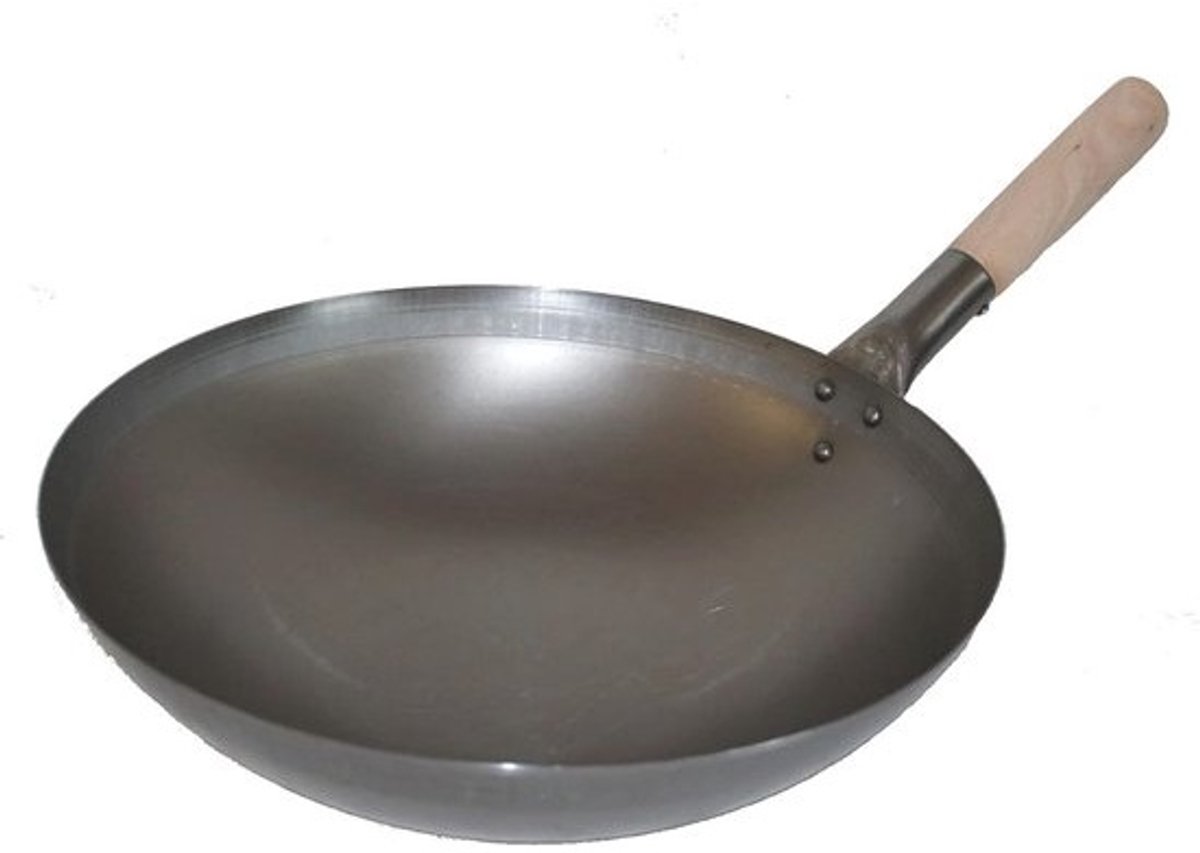 Wok pan 38 cm Ø voor gas en inductie, koolstofstaal