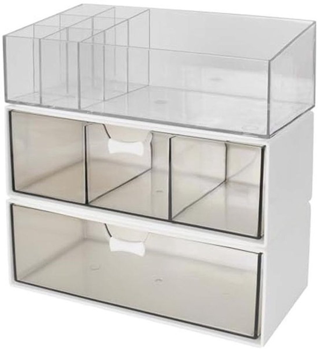 Stapelbare make-uptafel-organizer met laden - Cosmetica-opbergdoos voor bureau en badkamer