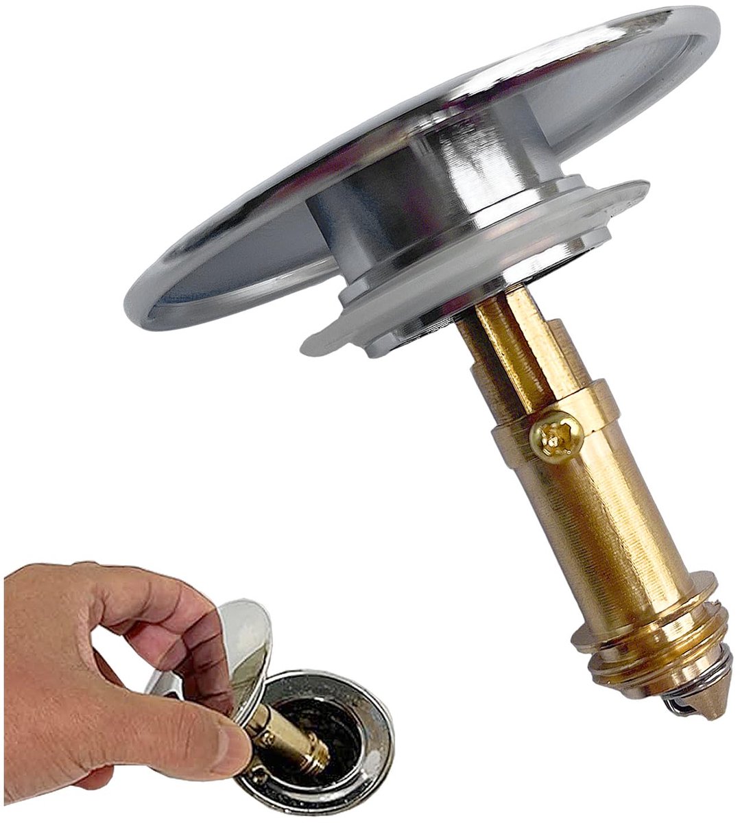 Pop-up Afvoerplug - Verchroomd Messing - Voor Wastafel Badkamer - Chroom Ø 66 mm