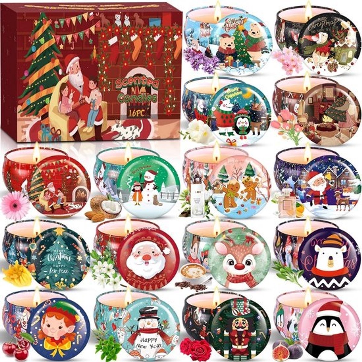 Set van 16 geurkaarsen - Cadeauset voor Dames - Ideaal voor Moederdag, Verjaardag en Kerstmis