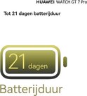 Batterij-icoon met '21 dagen' en tekst 'Batterijduur'.