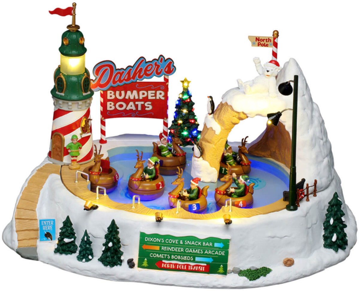 Lemax - Dasher's Bumper Boats - Beweging, Muziek & Water