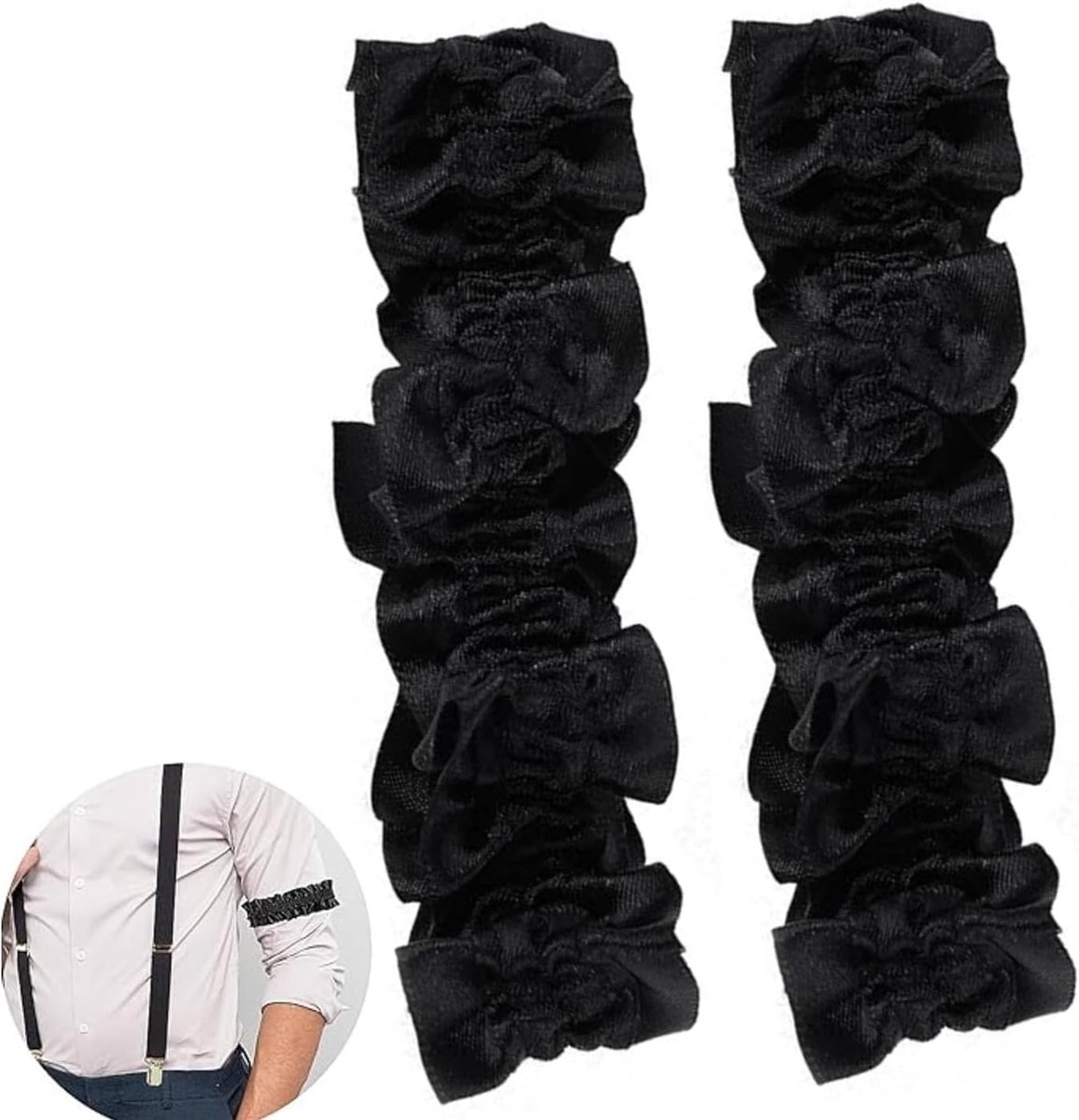 Elastische Mouwhouders voor Mannen en Vrouwen, 1920s Stijl, Antislip Mouwclips voor Overhemden, Zwart, Perfect voor Bediening en Kostuums