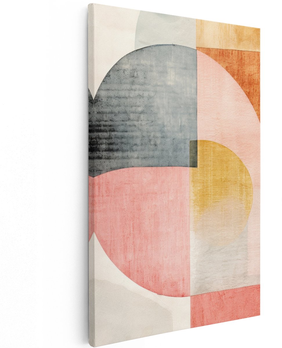 Artaza Canvas Schilderij Abstract - 120x180 cm - Groot - Wanddecoratie Modern - Muurdecoratie Geometrisch - Decoratie Woonkamer - Pastel