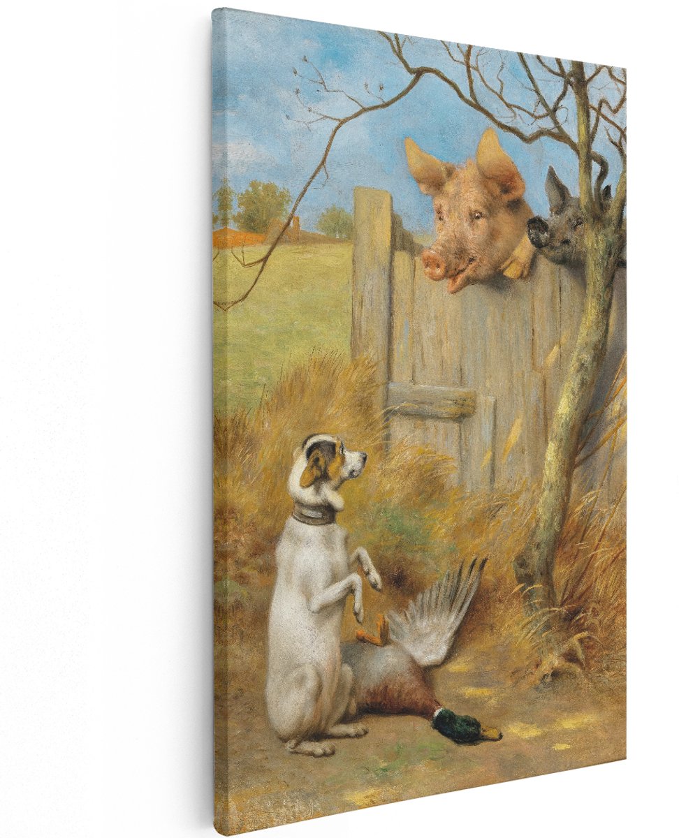 Artaza Canvas Schilderij Hond - 120x180 cm - Groot - Wanddecoratie Dieren - Muurdecoratie Landelijk - Decoratie Varken - Schilderijen Op Canvas Boerderij