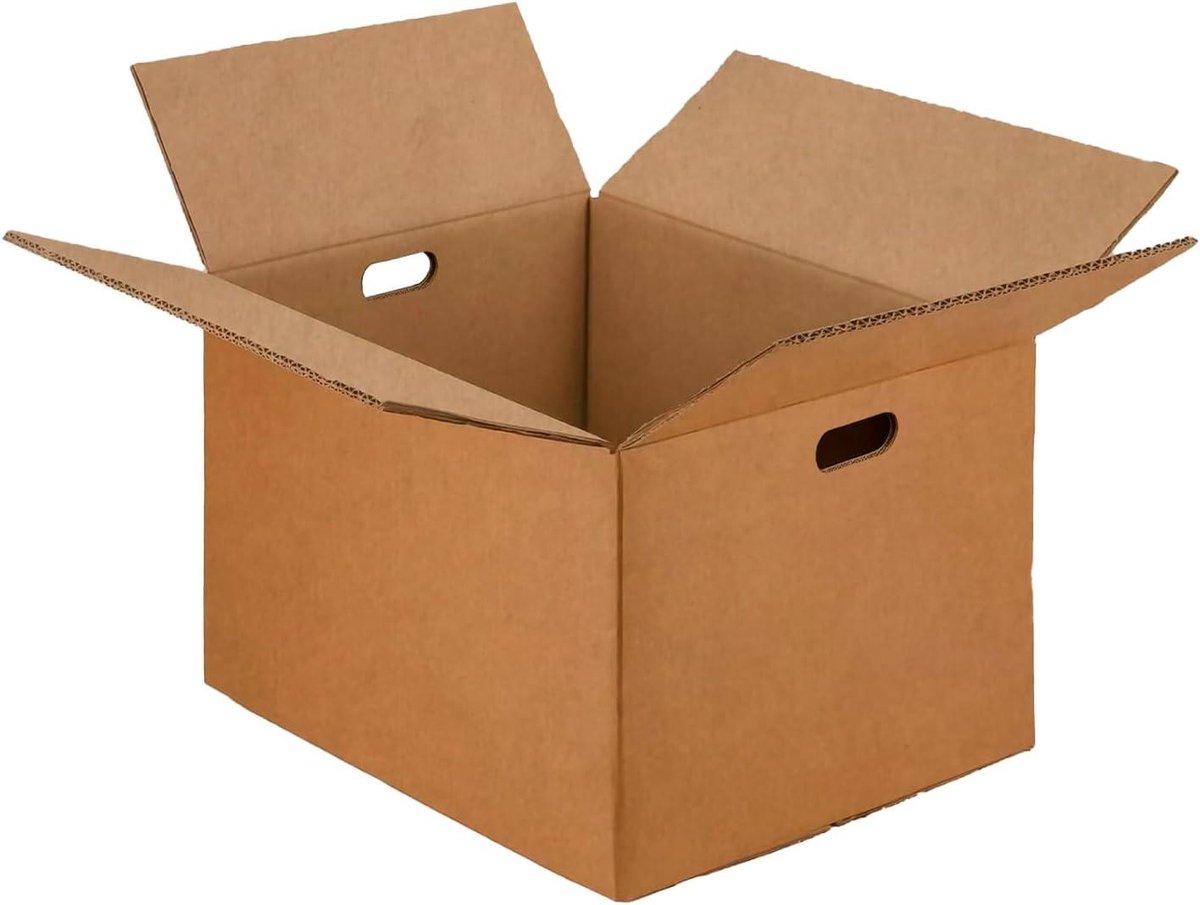 Stevige kartonnen dozen - Verhuisdozen opslag - Verhuizen verzenden - Dubbelwandig met handvat - 50 x 30 x 30 cm