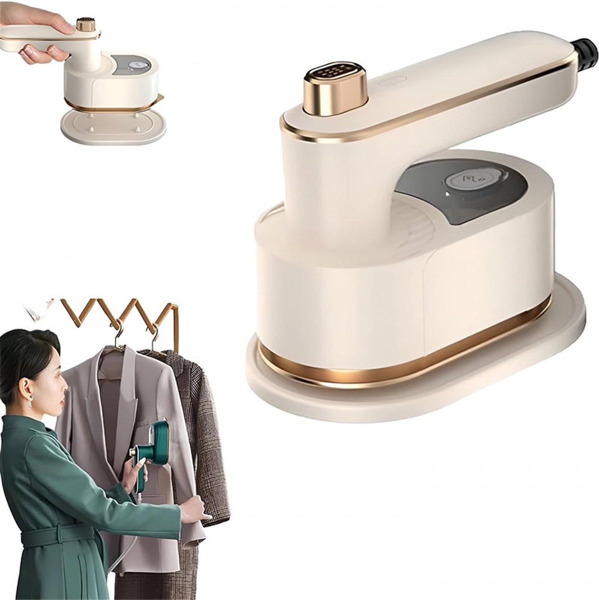 Mini stoomstrijkijzer - In 30s Warm - Reisstrijkijzer - Stoomapparaat Kleding - Handstomer - Mini Strijkijzer - Steamer - Opvouwbaar elektrisch strijkijzer - Draagbaar handstrijkijzer - Klein en lichtgewicht - Voor thuis en op reis - 21×12×10.5cm